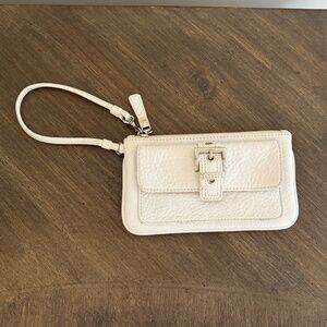 White Leather Wristlet